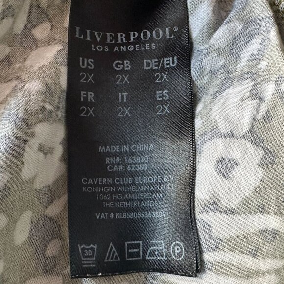 Liverpool Animal Print Olive Green Pull On Crop Wide Leg Pants Womens 2X - Picture 9 of 11